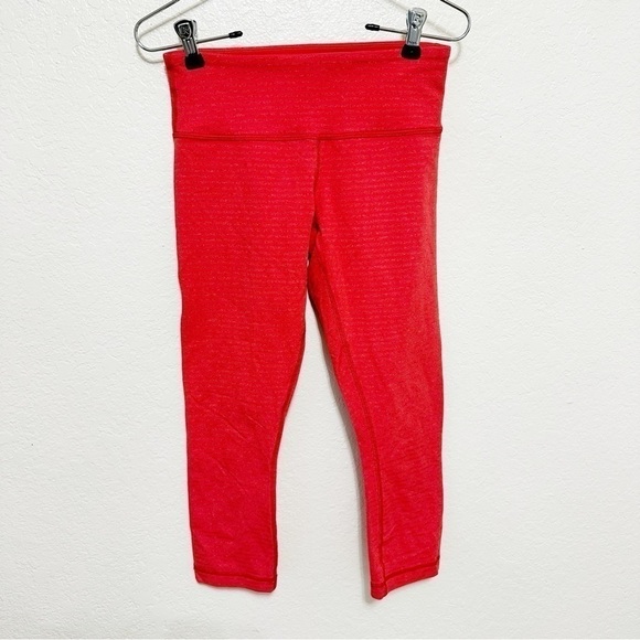 Lululemon Wunder Under Crop Slope Stripe Love Red Heathered Fiery Red size 4 - Picture 3 of 9